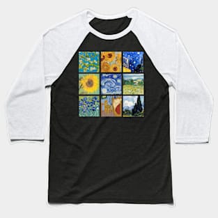 Van Gogh Paintings Sunflowers Starry Night Baseball T-Shirt